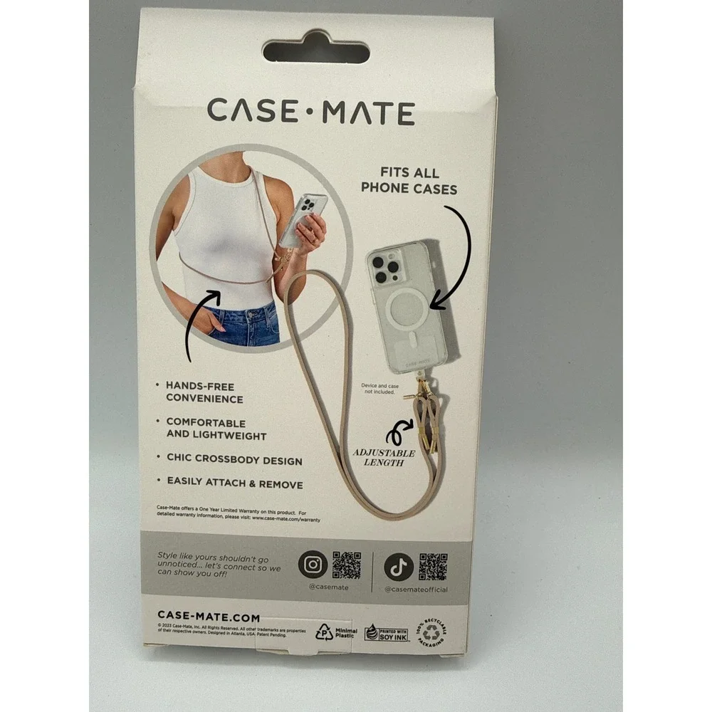 Case-Mate Phone Crossbody Unisex OS Taupe New Adjustable Rope Lanyard Strap